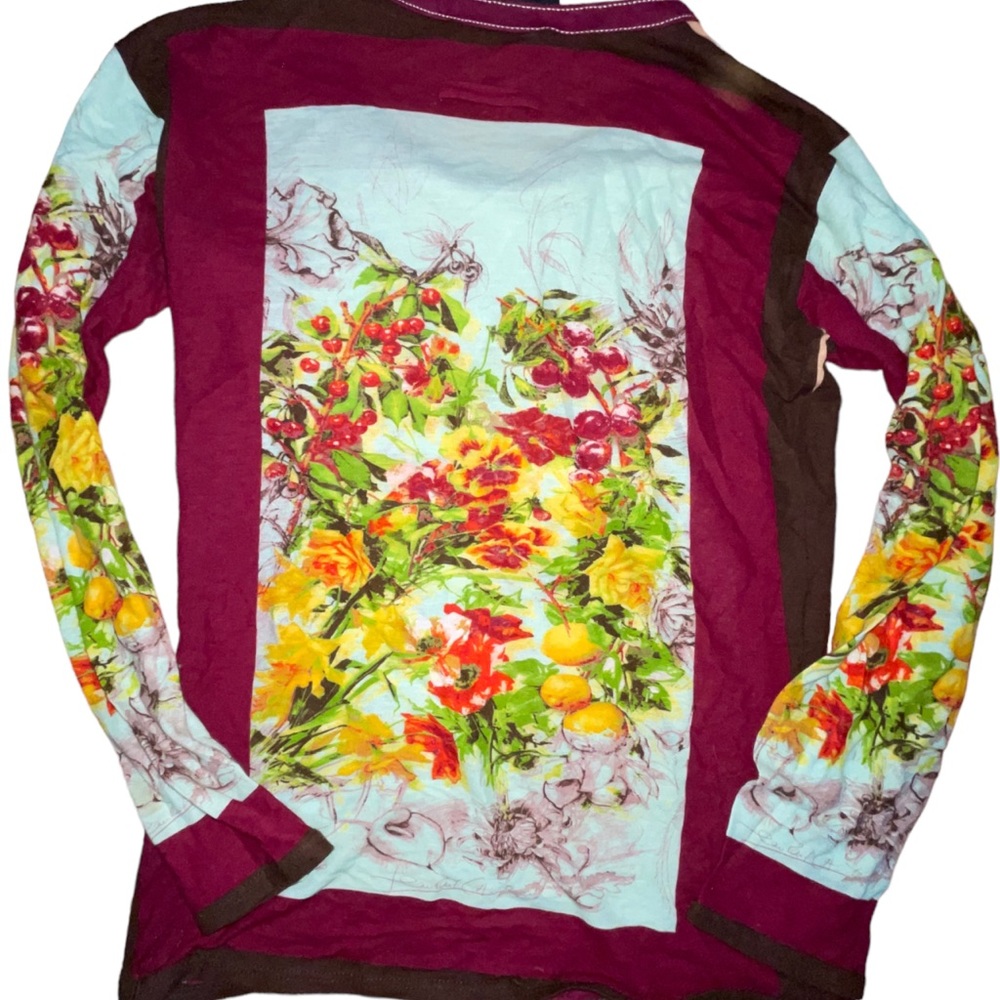 Jean Paul Gaultier Vintage Jersey Knit Sz SM Floral Graphic - Picture 2 of 9